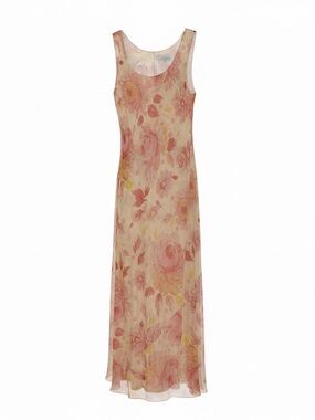 Vintage Floral Maxi Dress in Blush and Yellow